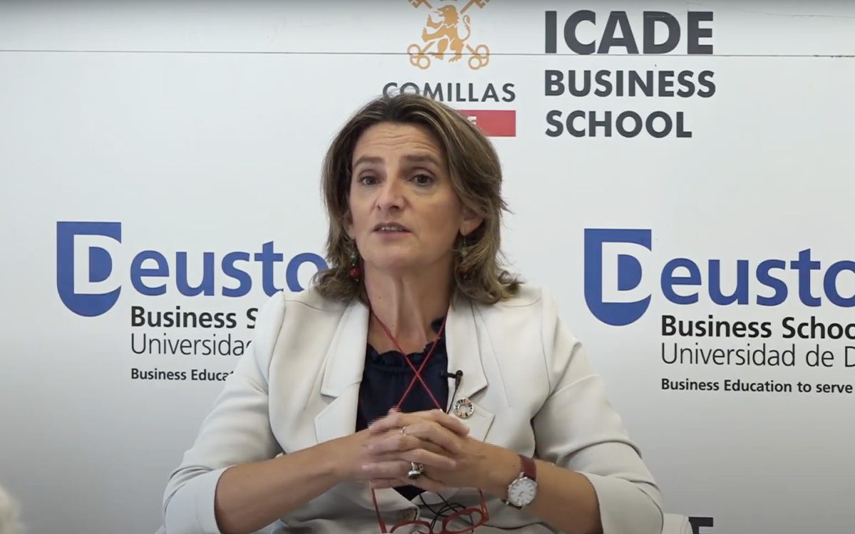 Teresa Ribera, vicepresidenta cuarta y ministra para la Transición Ecológica y el Reto Demográfico ayer en Deusto Business School.